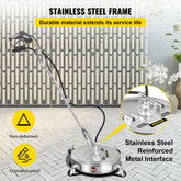 Pressure Washer Surface Cleaner 23in 4000 PSI with 3 Nozzles for Driveways Sidewalks Stainless Steel Frame Rotating Handle Wheels Fits 3 8in Quick Connector